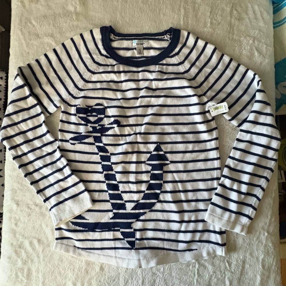 Old Navy Kids Nautical Striped Sweater - Navy and White